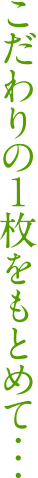 こだわりの1枚をもとめて・・・
